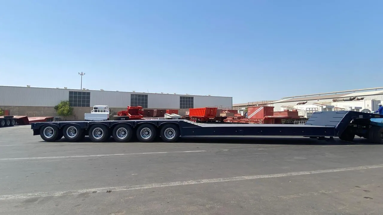 6-axle lowbed trailer wheels and tyres detail